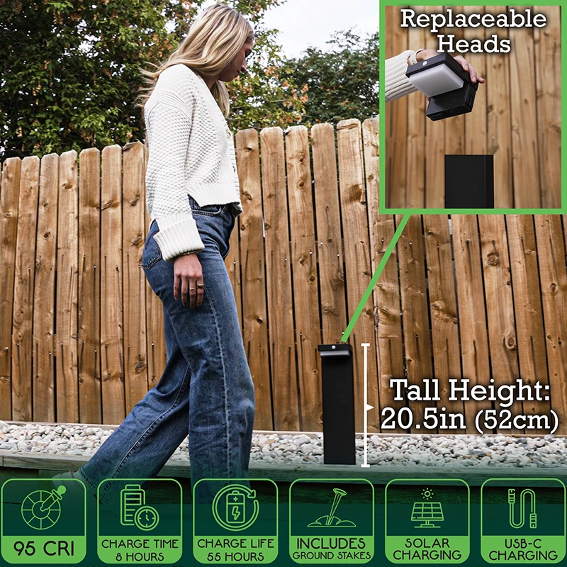 VerLuce Courtyard Series Solar Pathway Lights - Size and Specifications