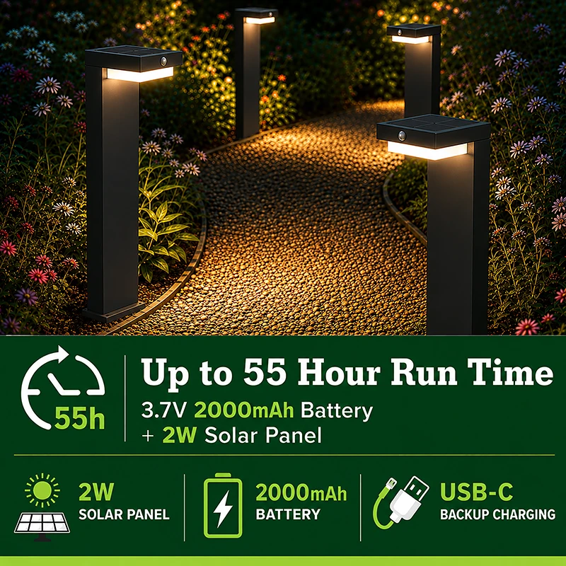 VerLuce solar pathway lights courtyard series up to 55 hour run time