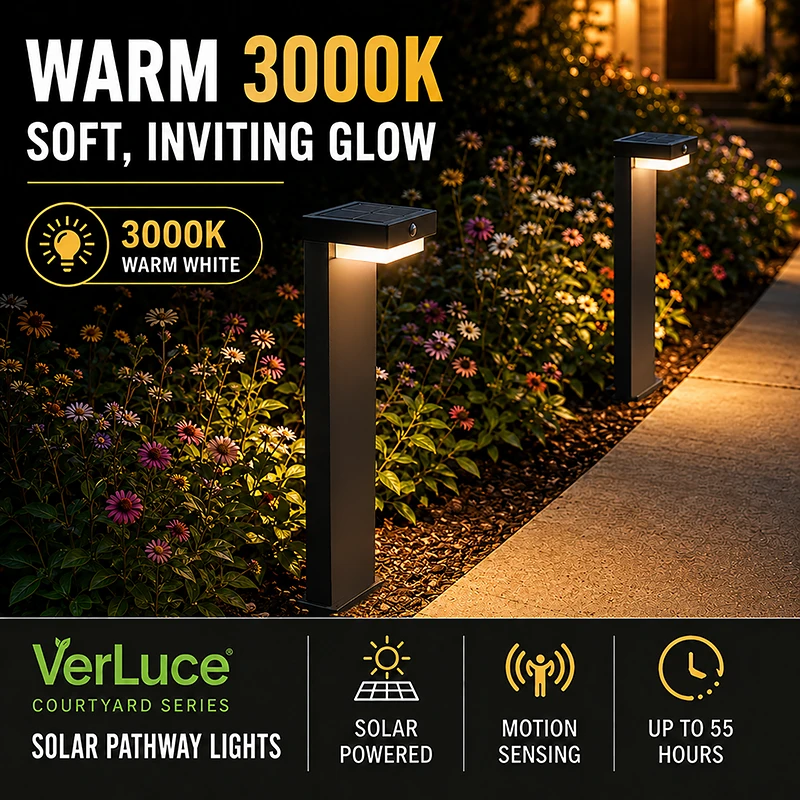 VerLuce solar pathway lights courtyard series 3000K warm lighting