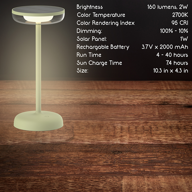 Solar Table Lamp Solar Cocktail lamp specifications