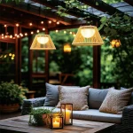 VerLuce Rattan Series Solar Pendent Lamps Environmental 2pk