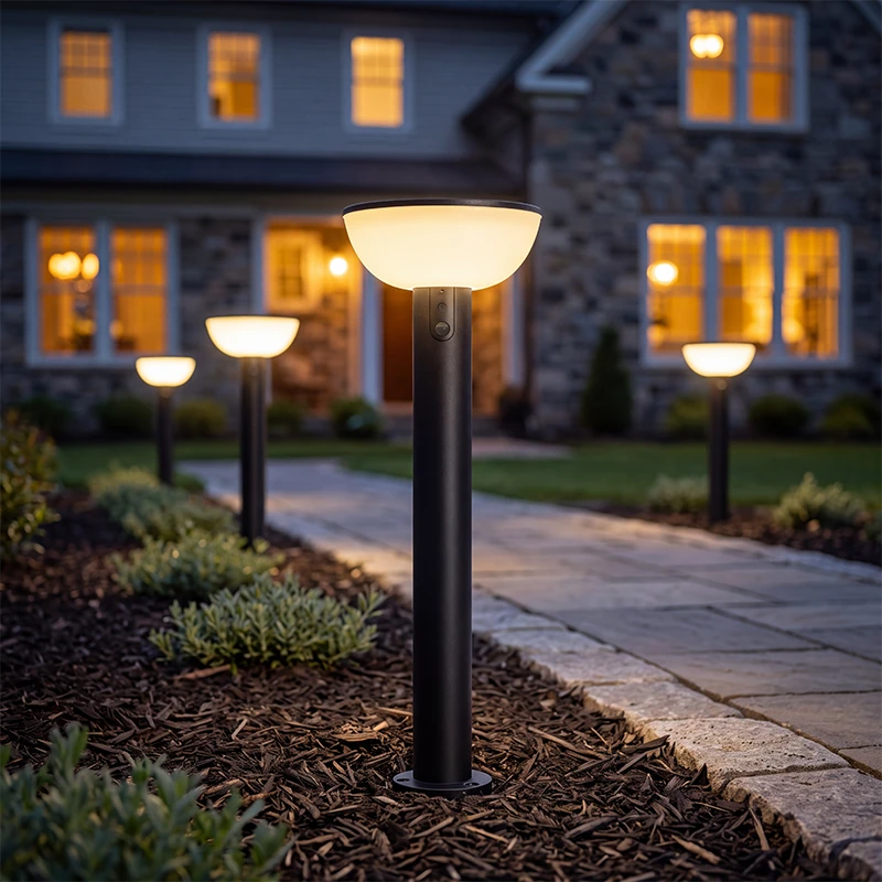 VerLuce Solar Pathway Lights Basin Series 4pk Lining A Stone Pathway