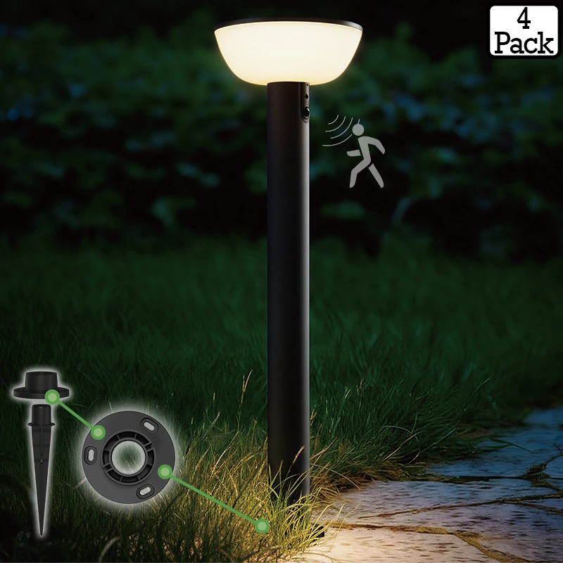 VerLuce solar pathway lights with motion sensor - Basin Series - 4pk