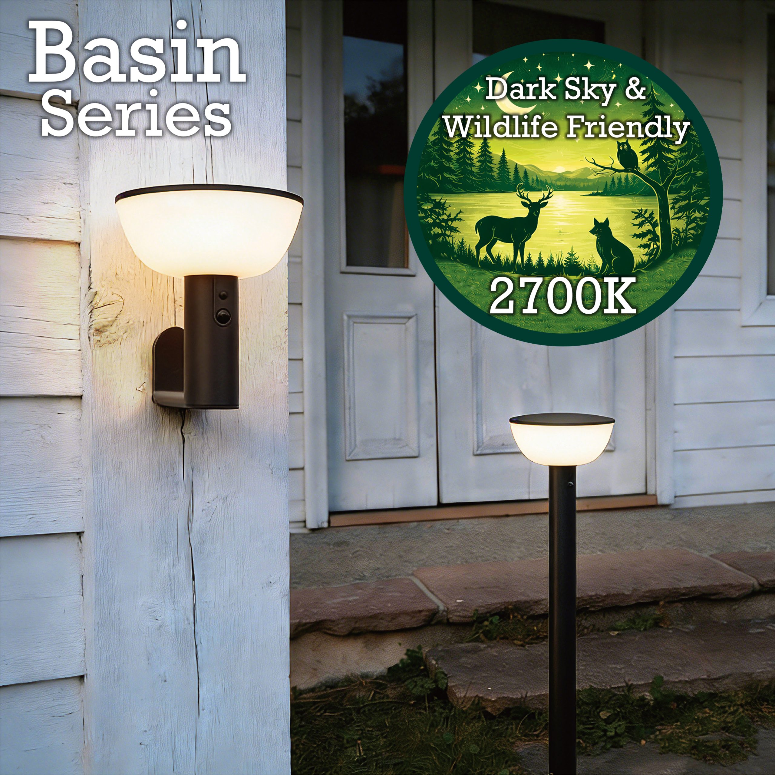 VerLuce Solar Pathway Lights Basin Series - Dark Sky & Wildlife Friendly