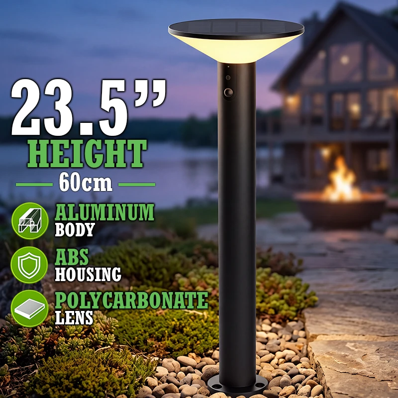 VerLuce Solar Pathway Lights Victorian Series Height and Material Specifications