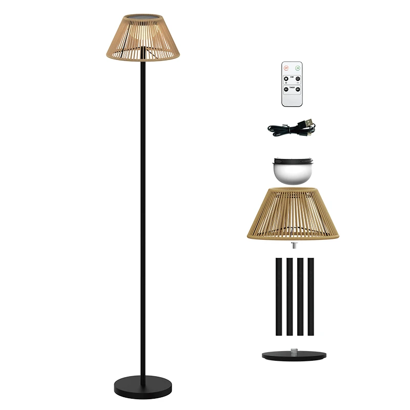 VerLuce Rattan Series Solar Outdoor Floor Lamp