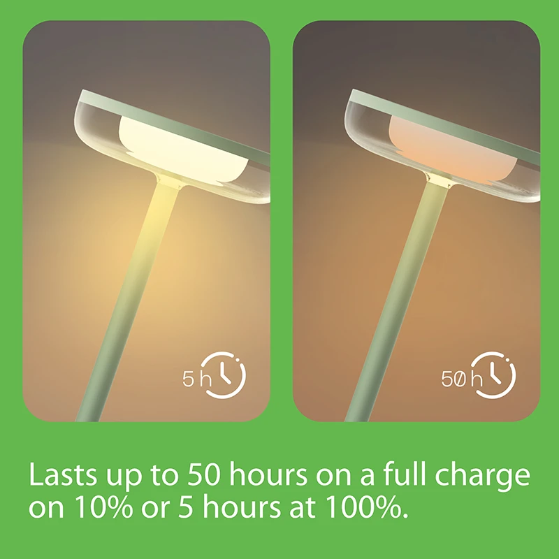 VerLuce solar outdoor table lamp cocktail series will last 5-50 hours on a full charge