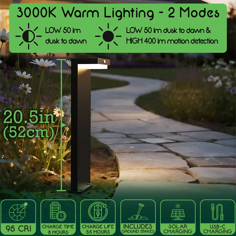 VerLuce Solar Pathway Lights Courtyard Series Specifications