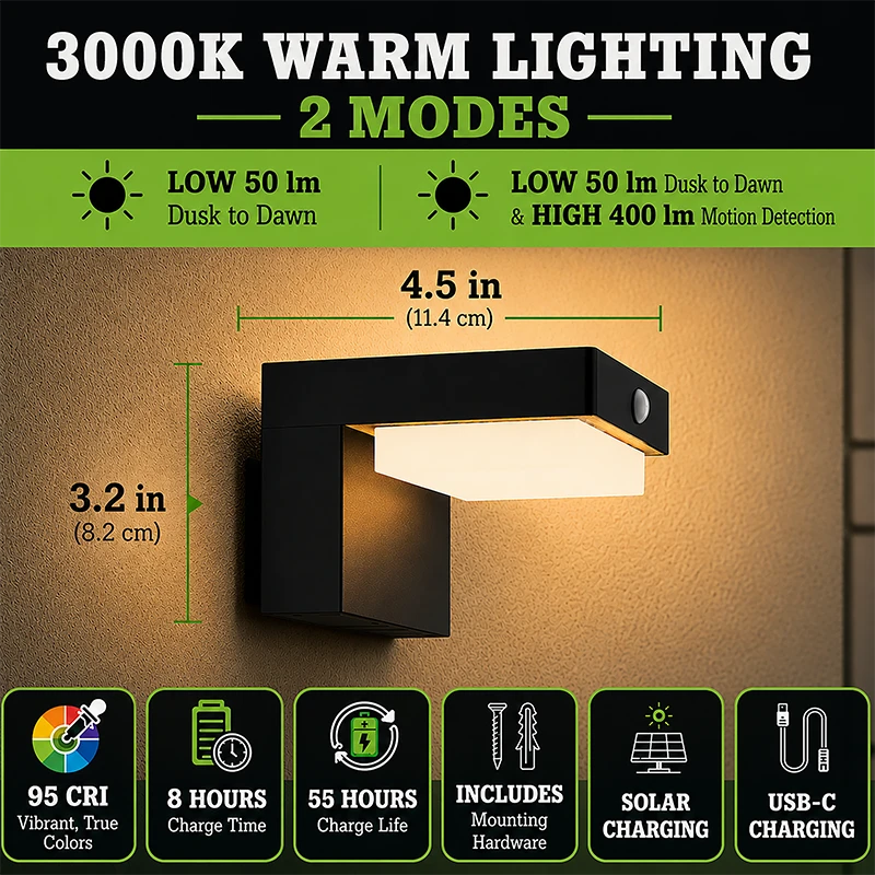 VerLuce Solar Wall Lights Courtyard Series 2 Modes